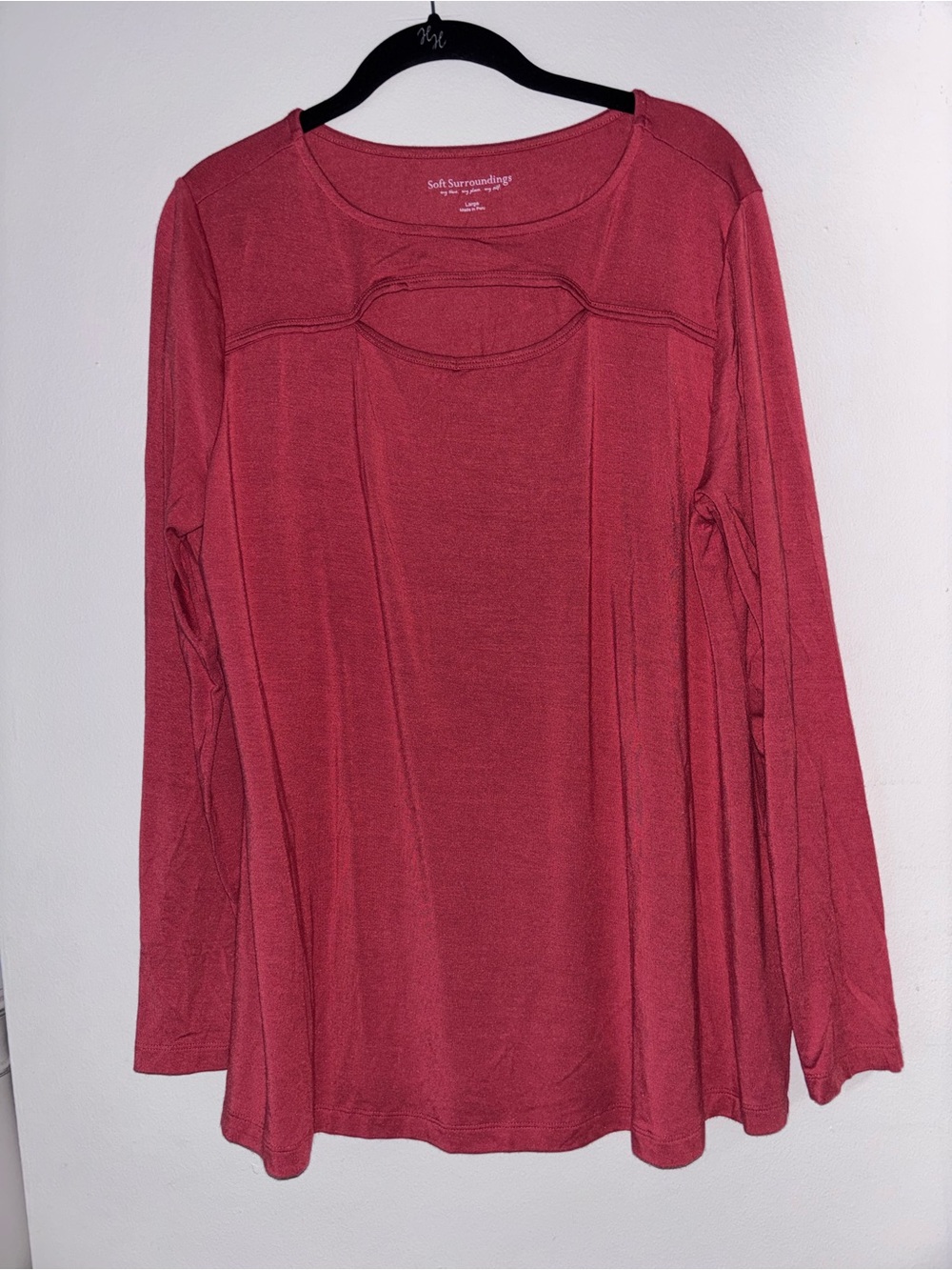 Soft Surroundings Fall Rust Long Sleeve Stretchy Modal Top Sz L